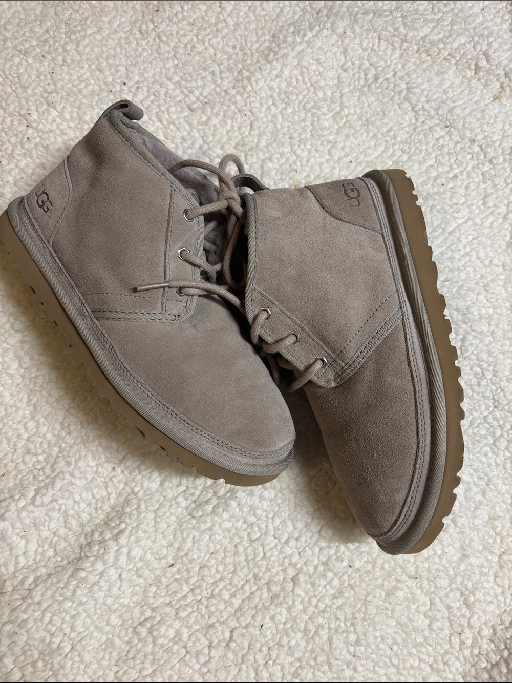 UGG Neumel Women's Boots Gray Suede Ankle Chukka Boots SIZE  9 Lined Lace Up